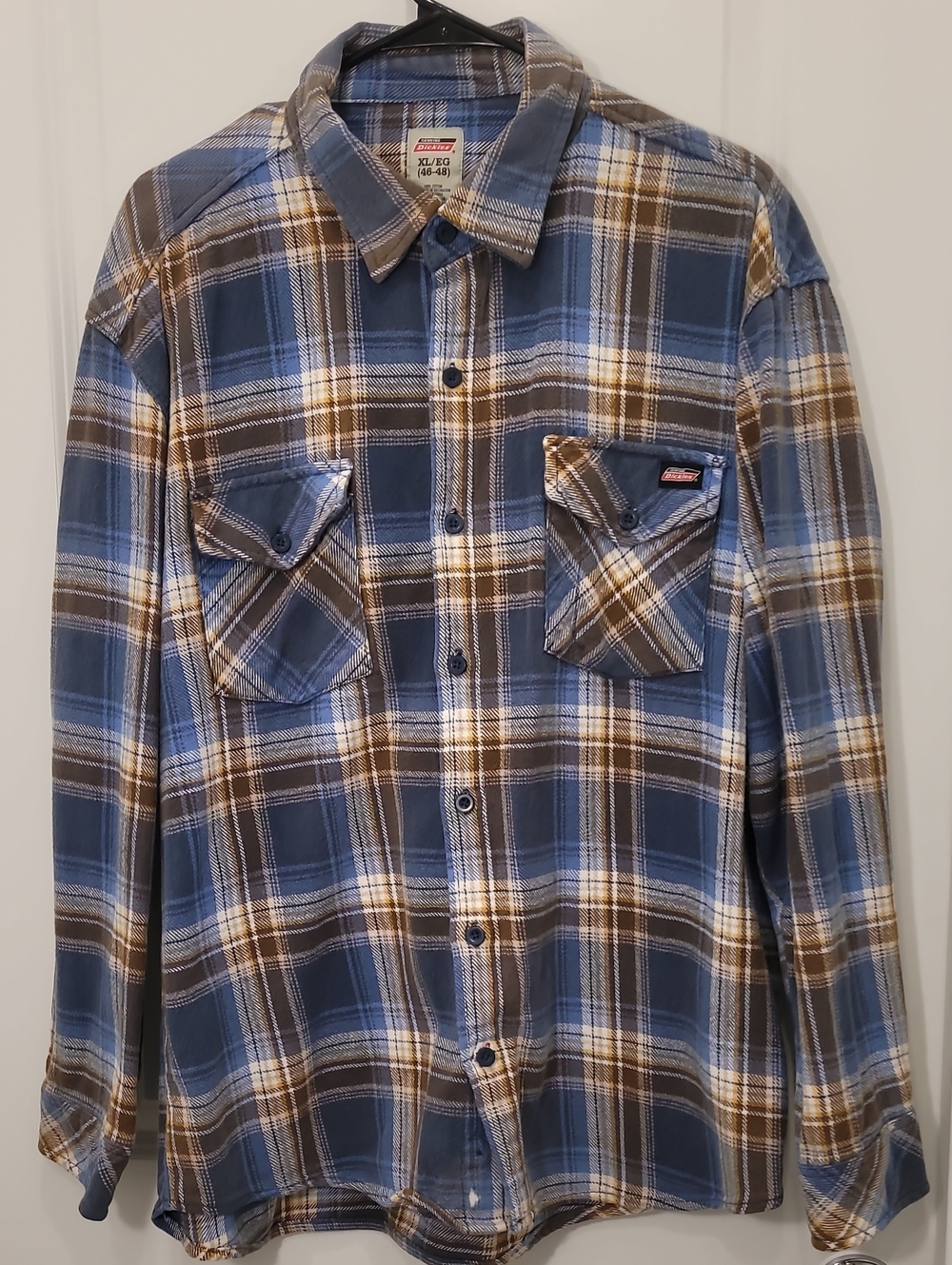 Dickies Blue and Brown Plaid Button-Down Shirt